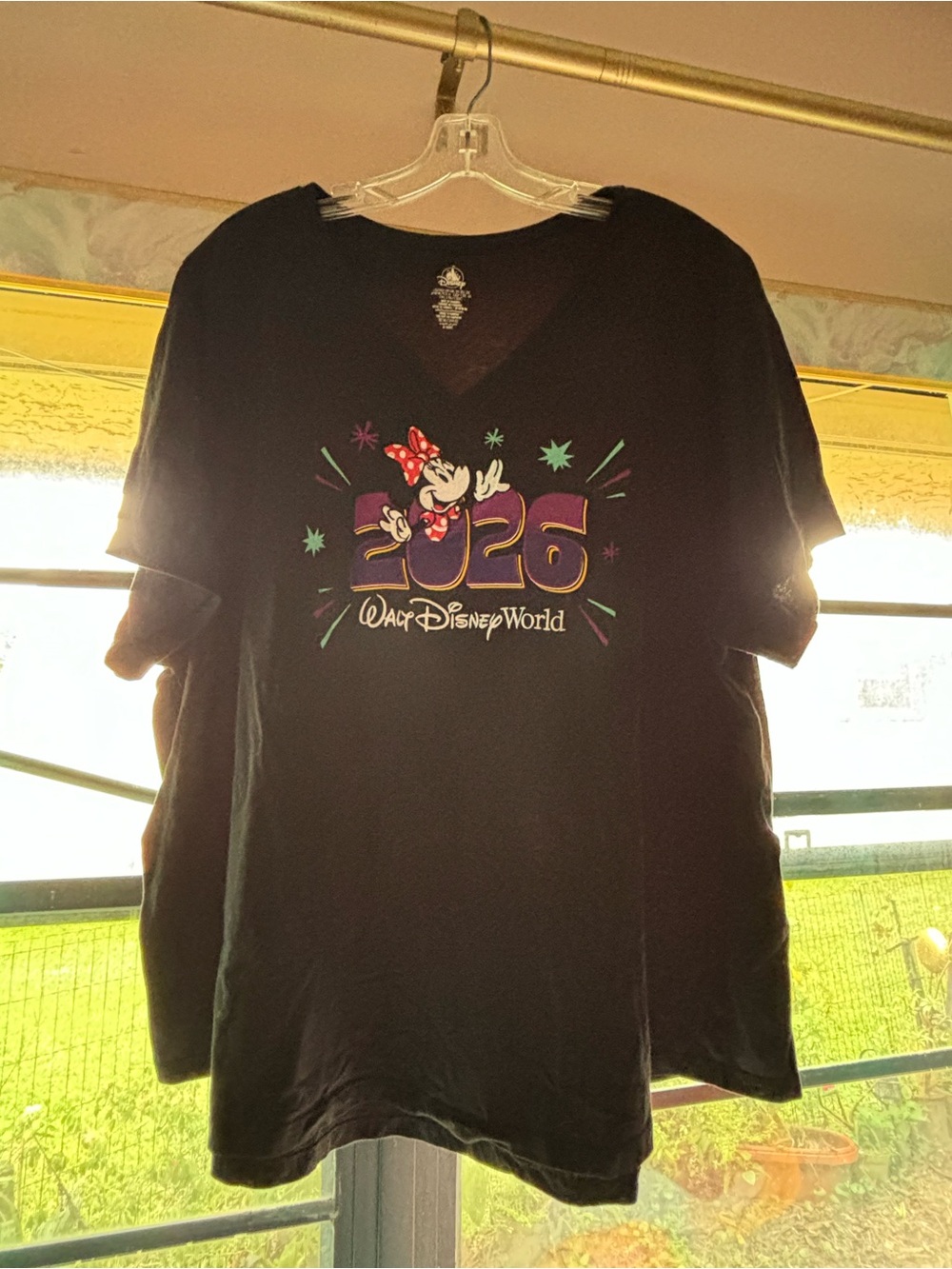 Disney 2026 Minnie Mouse Black V-Neck Tee